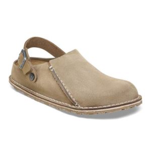 Birkenstock Lutry Premium Suede Clog | Gray Taupe | Narrow – Women’s (1025297)
